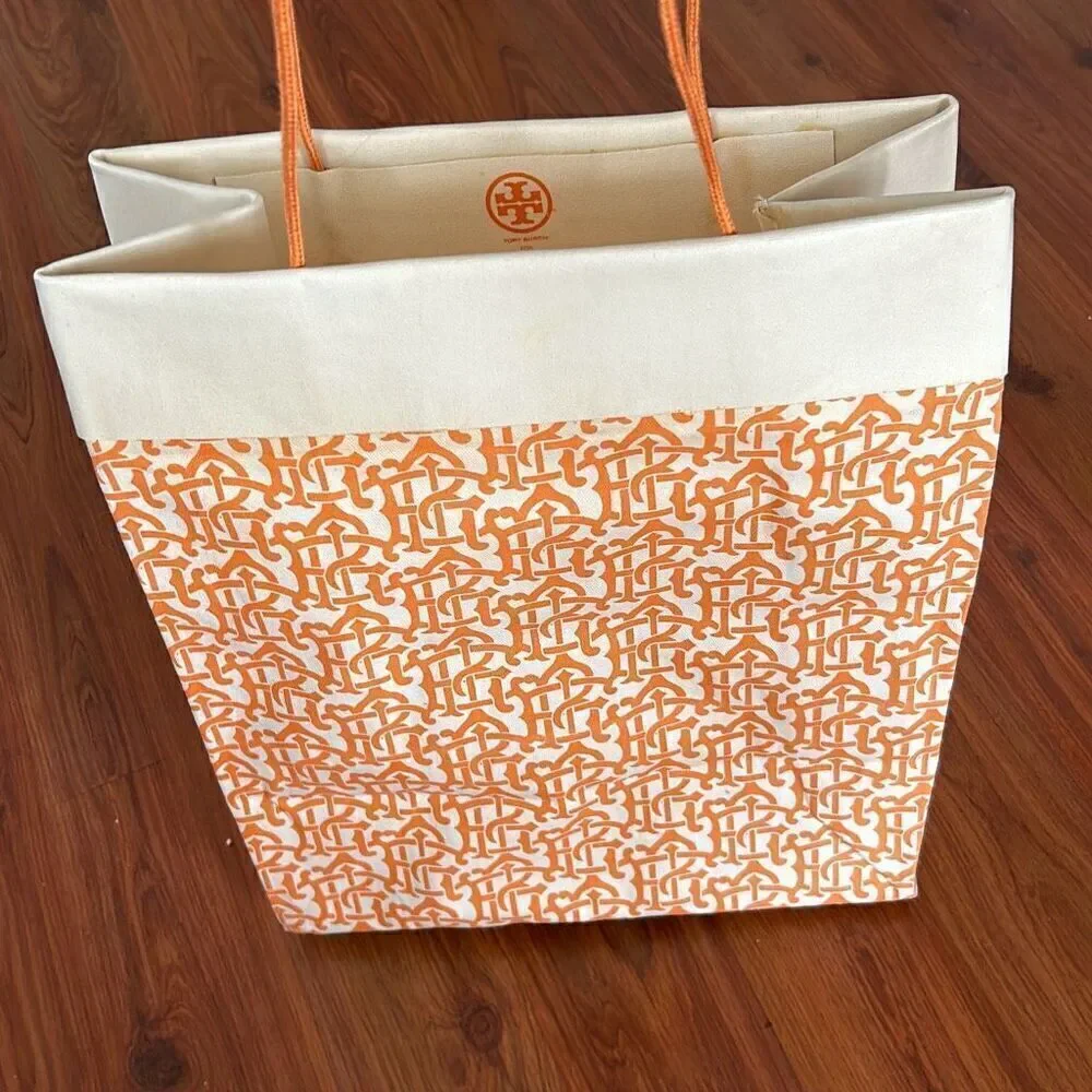 Tory Burch canvas tote bag orange cream